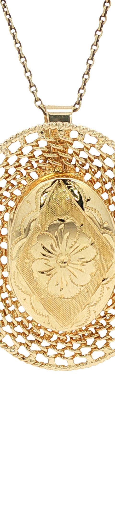 Vintage 14K Gold Locket Pendant with Engraving